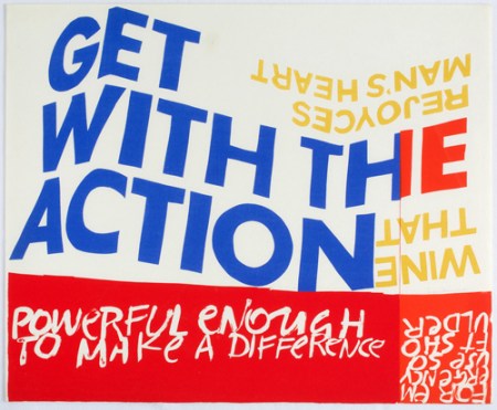 Corita Kent, for emergency use soft shoulder, 1966, serigraph.COURTESY OF THE TANG MUSEUM AT SKIDMORE COLLEGE AND CORITA ART CENTER, LOS ANGELES.