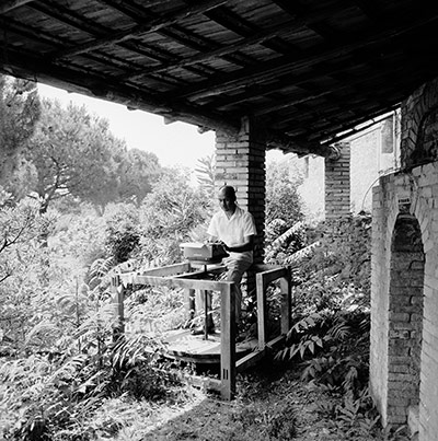 Ralph Ellison at work in Rome in 1957.