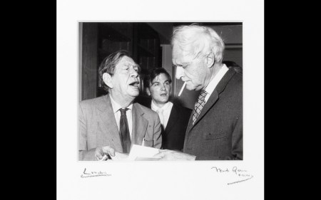 WH Auden barking at Stephen Spender at Faber and Faber's offices in 1972.