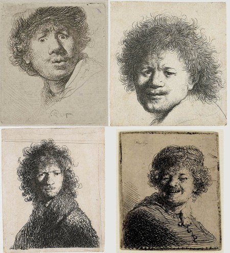 Rembrant autoportraits grimaces