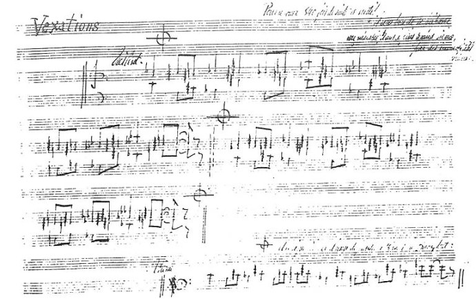 Vexations — η χειρόγραφη παρτιτούρα του Satie
