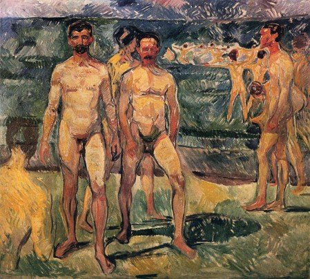 Edvard Munch, Group of nude men. Στην παραλία του Warnemünde (1907)