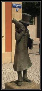 Άγαλμα του Χόφμαν και του γάτου του, στην Μπάμπεργκ. 