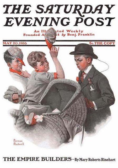 1916-05-20-saturday-evening-post-norman-rockwell-cover-boy-with-baby-carriage-86-digimarc