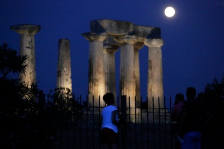 APTOPIX Greece Supermoon