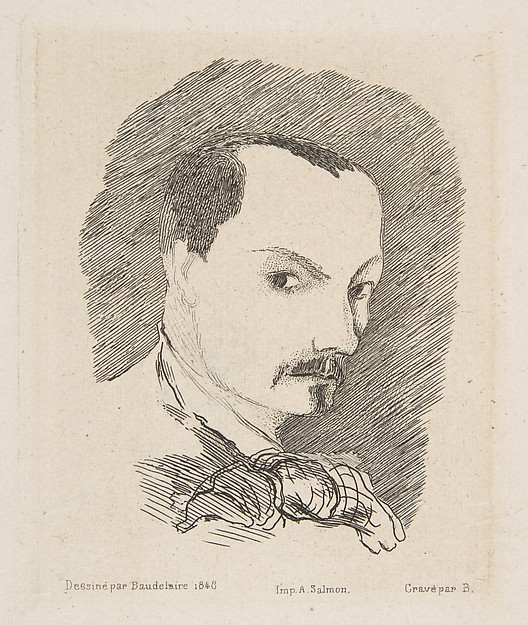 Portrait of Charles Baudelaire, after his own design of 1848 Artist and engraver Félix Bracquemond
