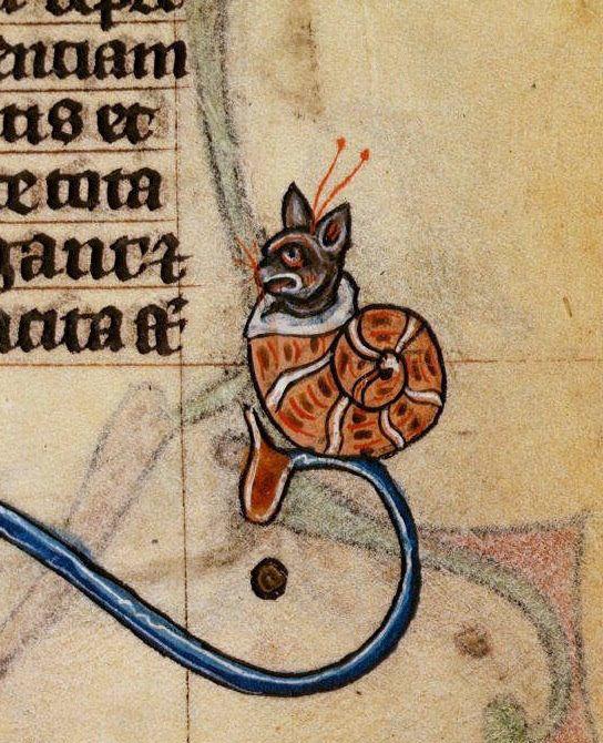 Snail-cat, in Maastricht Hours, Stowe Manuscript, closer view